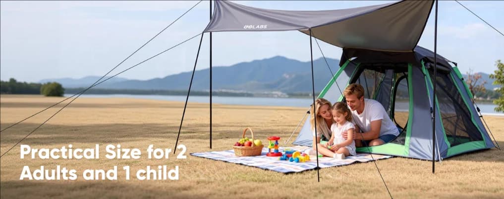 Outdoor Automatic Portable Folding Tent for Camping One Bedroom Oxford Fabric Fiberglass Poles Thickened Rainproof Equipment