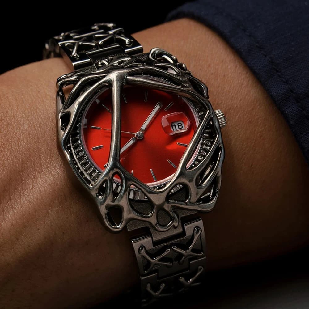 Top Fashion Y2K Antique Alabaster Quartz Watch Men Retro Black Strap Red Medieval Old Unique Creative Men Watches Luminous AAA Clock