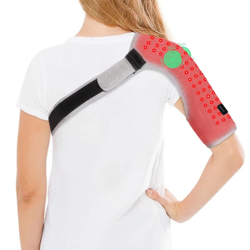 Fascia Riscaldante Elettrica per Spalle con Luce Rossa 12V - 3 Livelli di Calore, Massaggio Muscolare, Relax Articolare, Comfort per Anziani e Appassionati di Fitness