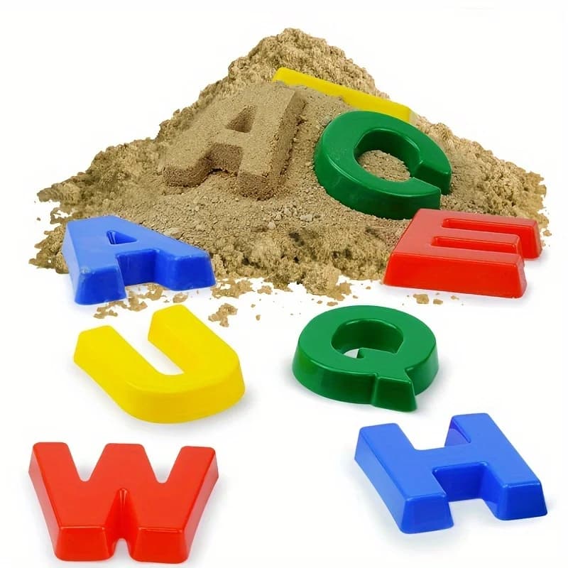 ABC Learning Alfabeto Stampo per sabbia Lettere maiuscole Giocattolo da spiaggia Set da gioco per bambini Piccoli Gioco di partite Ordinamento dei colori Giocattoli Montessori