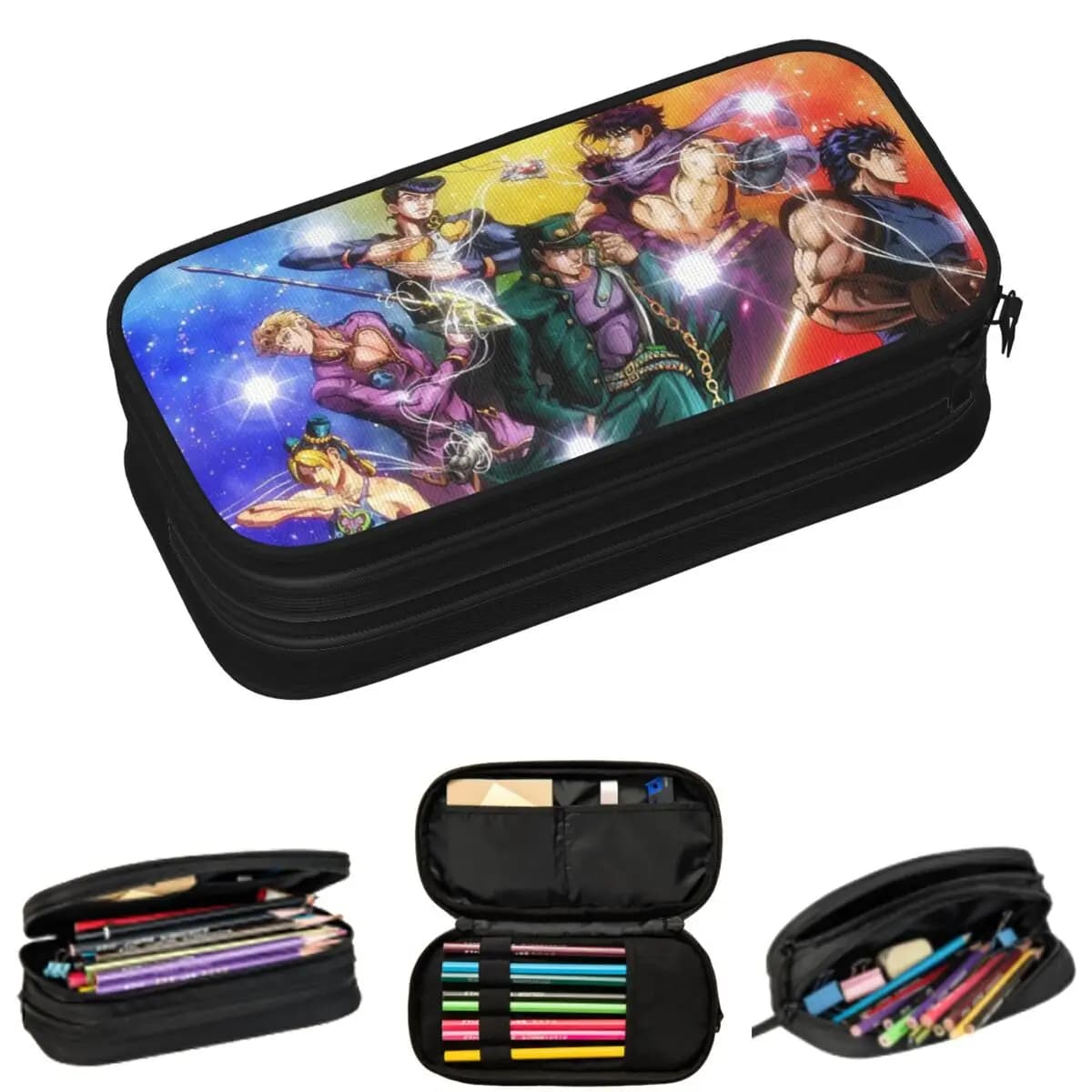 Astuccio per matite anime JoJo's Bizarre Adventure dal Giappone, per studenti, scatola portapenne, borsa portamatite, astuccio grande con ampio spazio di archiviazione