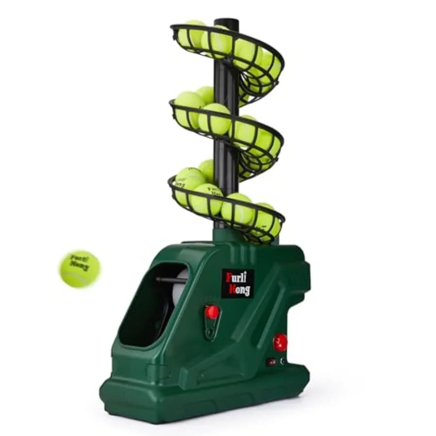3819BH Portable Tennis Ball Machine 5 Adjustable Angles 2 Power Levels 4 Serve Intervals Up to 30 MPH for All Skill Levels Trai
