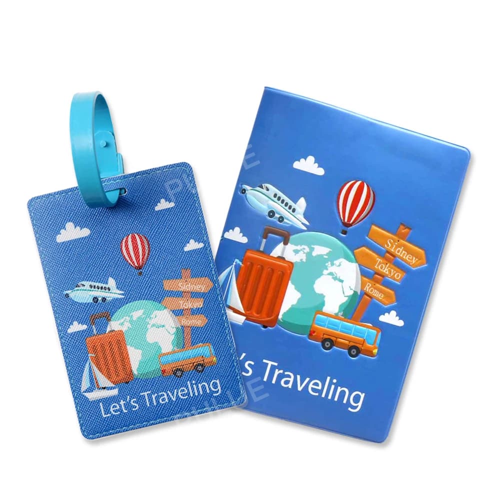 2 pezzi/set accessori da viaggio etichetta per bagagli e set porta passaporto donna uomo copertina per passaporto in pelle portatile etichetta identificativa etichetta per bagaglio