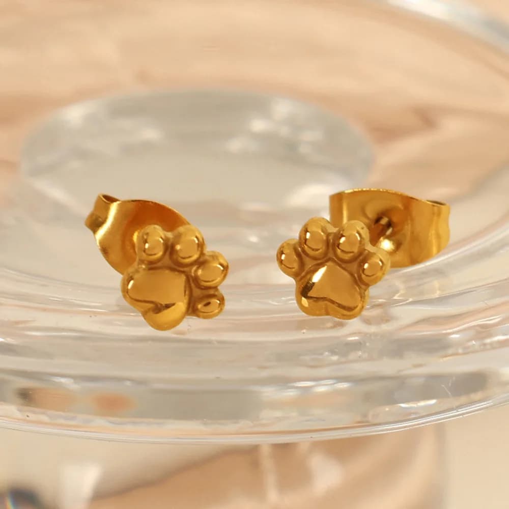 Keen-on Trendy Stainless Steel Metal Cat Pawprint Small Stud Earrings Anti Allergic Attractive Cute Jewelry Wholesale