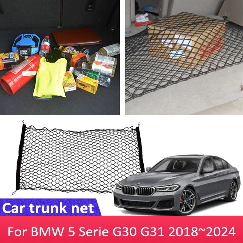 Car Accessories For BMW 5 Serie G30 G31 2018~2024 Trunk Seat Luggage Net Sundries Isolation Storage Cover Back Bag Auto Parts