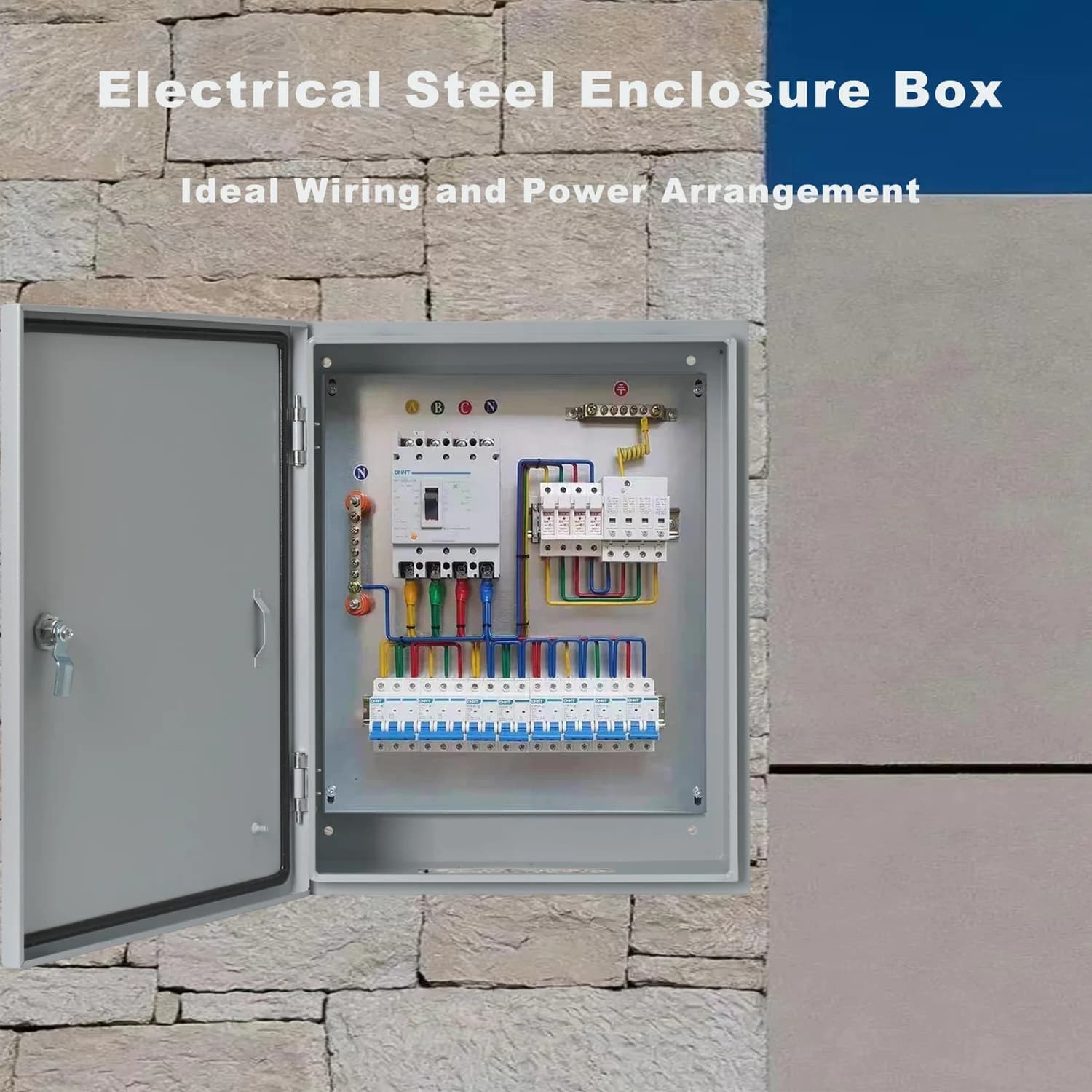 Epoxy Polyester Powder Coated Electric Distribution Box Wall Mount Metal Enclosure Cold Rolled Steel Box Industrial Panel Board