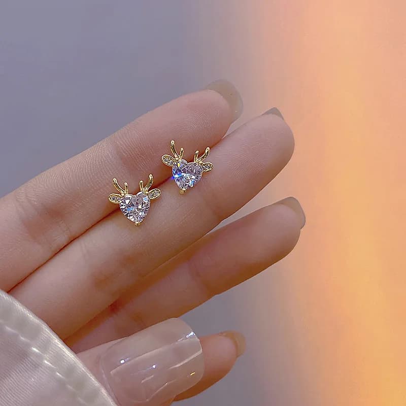 REETI Orecchini in argento sterling 925 Little Dear per le donne Ragazze Regalo Orecchini a bottone in argento sterling con gioielli di moda calda