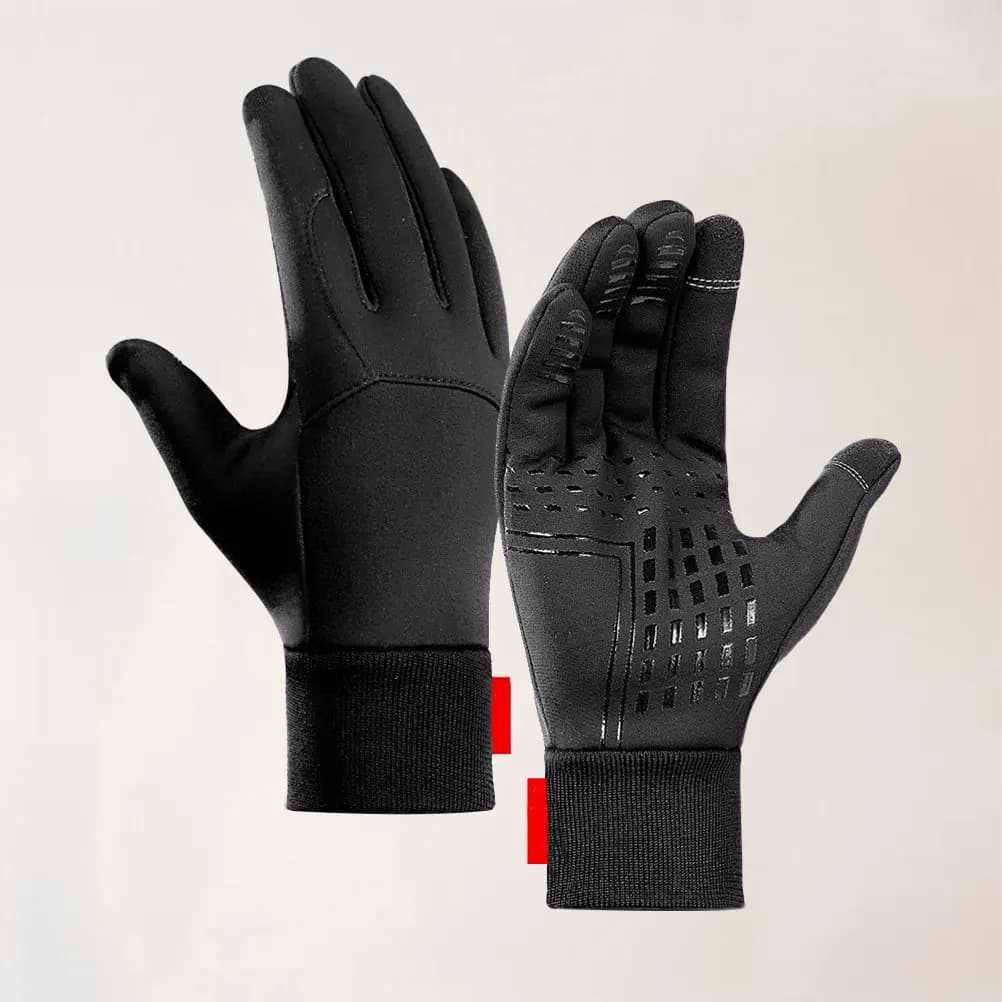 1 paio di guanti neri impermeabili antivento per schiacciatore, con touch screen, invernali, caldi, antiscivolo, per ciclismo, escursionismo, sport all'aria aperta