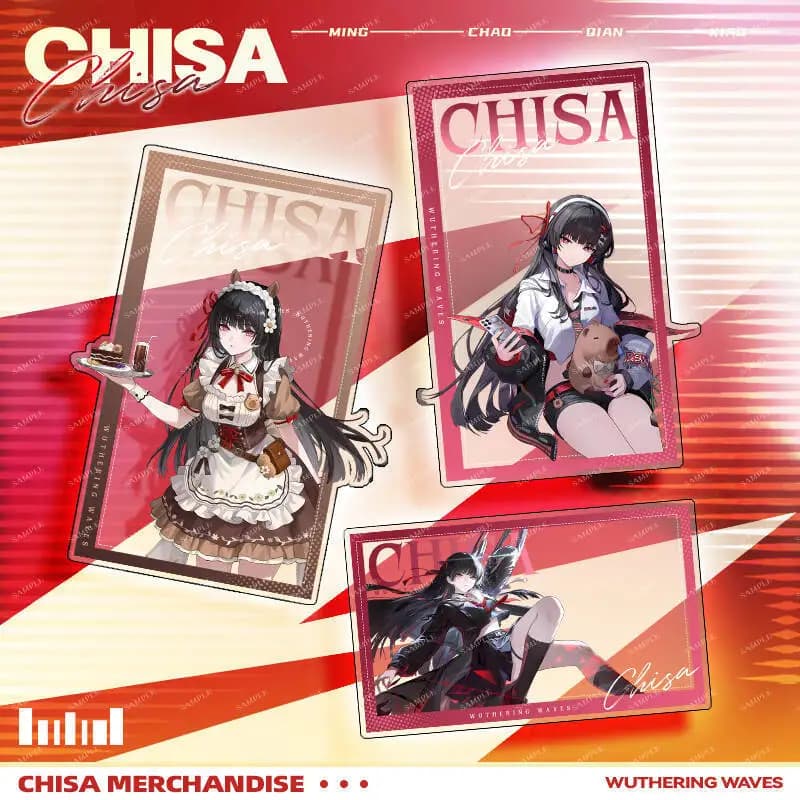 Gioco Wuthering Waves CHISA Maid Coffee Carta trasparente acrilica Collezione di ornamenti per sandwich a doppia faccia Decorazione regalo di alta bellezza