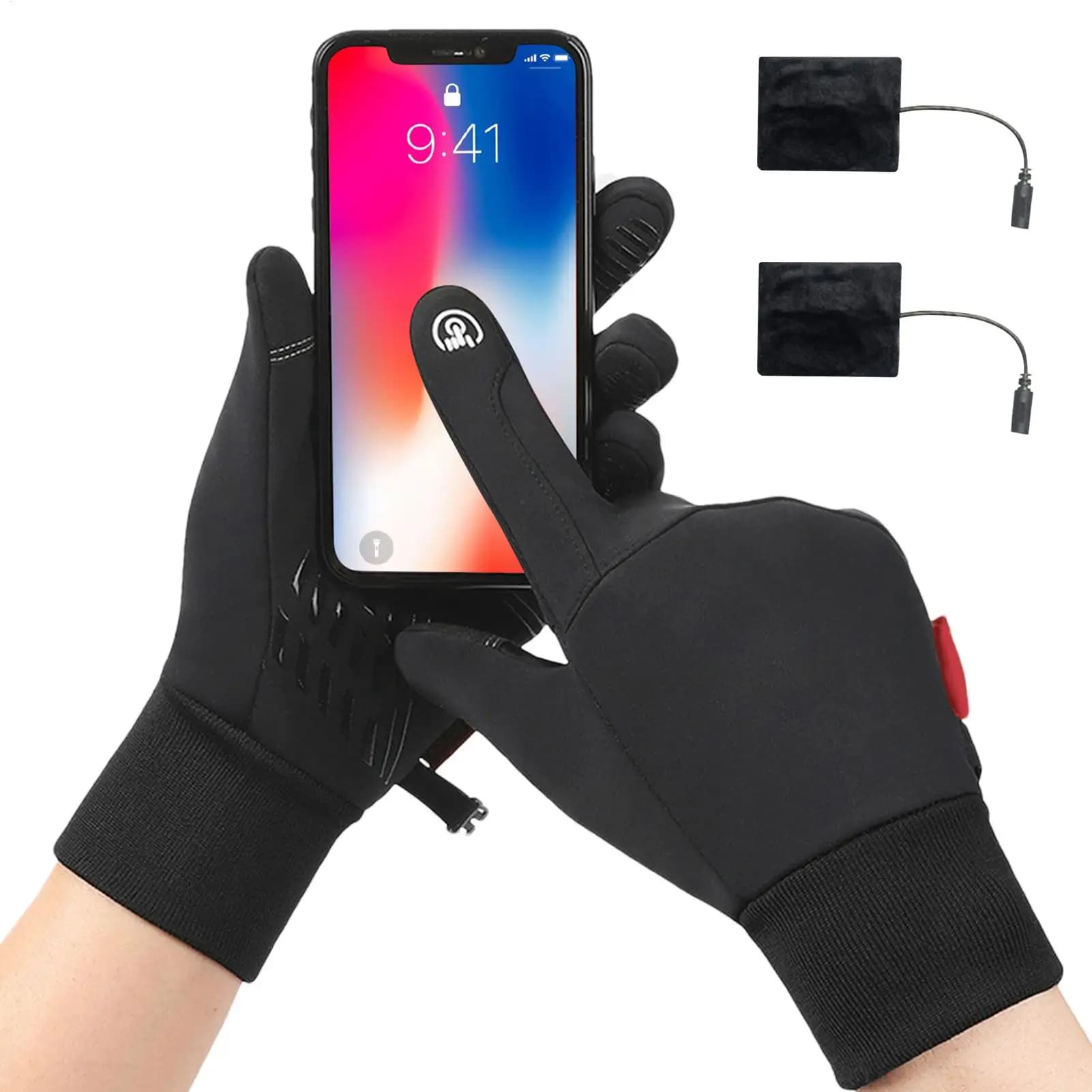 Guanti Riscaldati USB Antivento Impermeabili Touchscreen Termici per Moto, Escursionismo, Sci e Lavoro all'Aperto