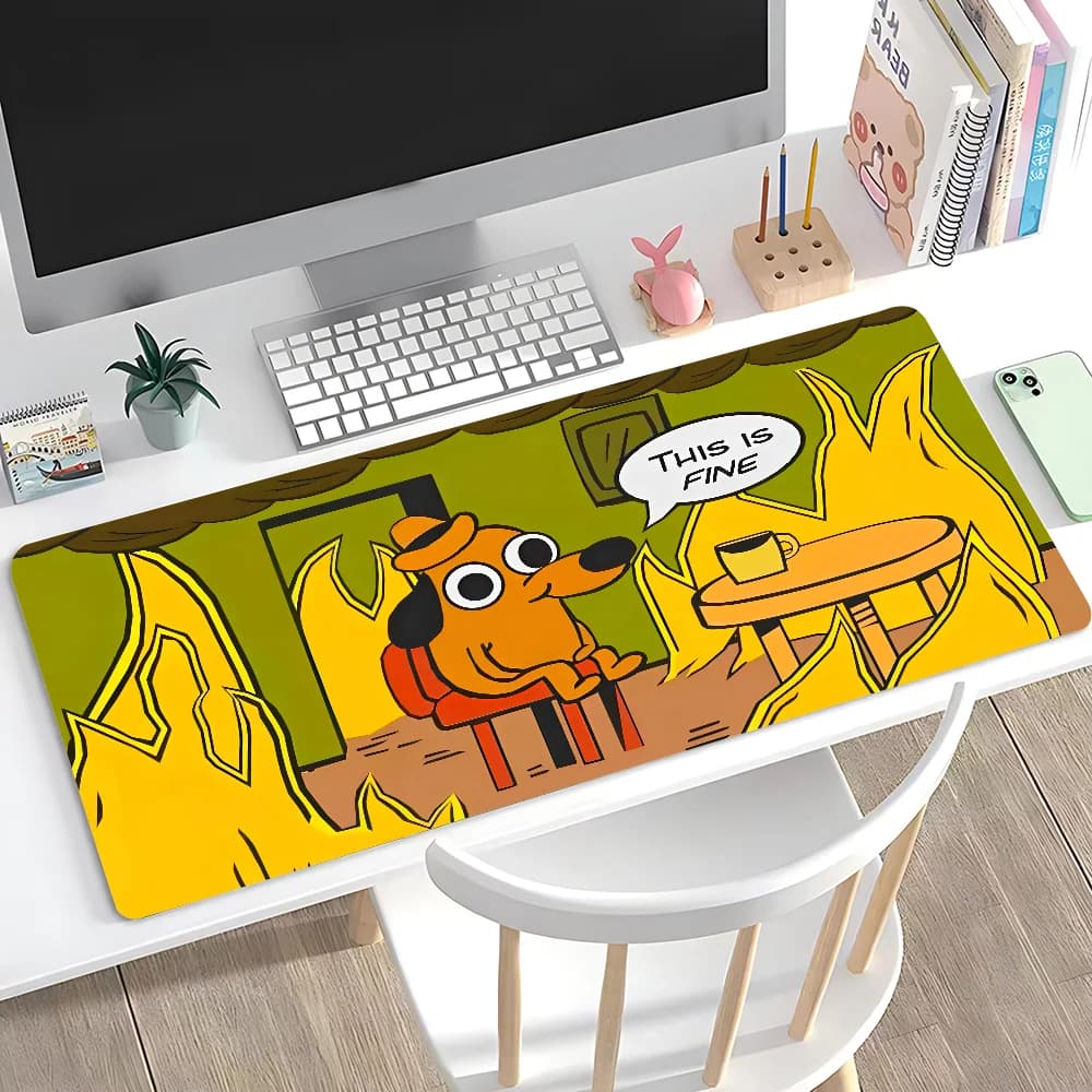 This is fine dog mousepad 900x400mm big mouse mat anti-slip edges sewn mat game desk games for laptop Keyboard