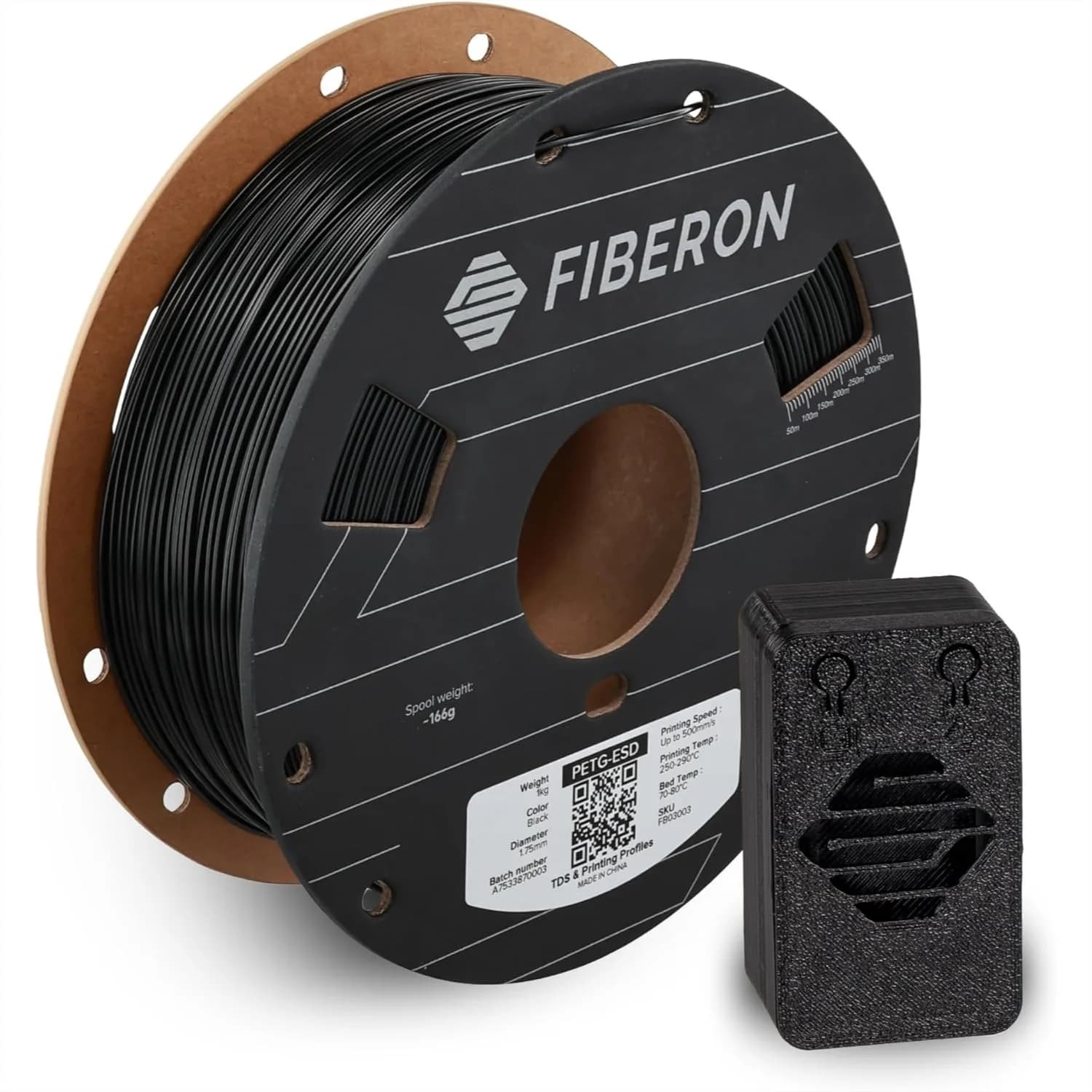 Filamento PETG-ESD 1.75mm Nero 1kg per l'Industria Elettronica, Filamento Resistente per Stampanti 3D con Tubo in Nano Carbonio