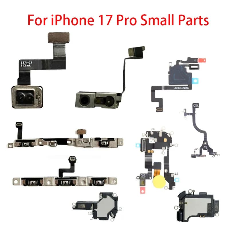 Per iPhone 17 Pro: Fotocamera Anteriore e Posteriore (Senza Face ID), Cavo Flex per Accensione e Volume, Altoparlanti Superiore e Inferiore, Cavo Flex Sensore Bluetooth