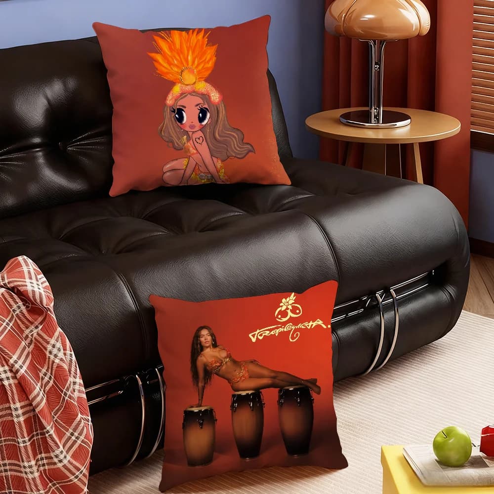 Singer Karol G Tropicoqueta Pillow Case Bedroom Sofa Living Room Backrest Decoration Square Cushion Nap Time