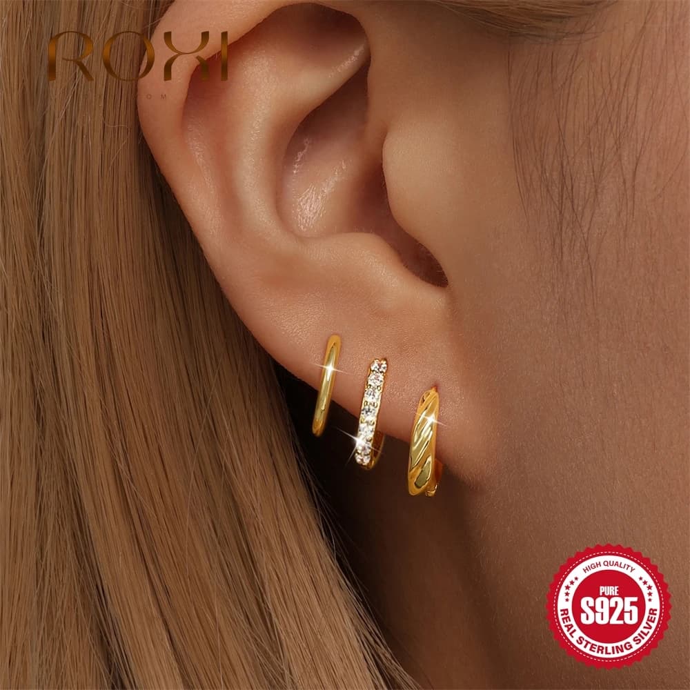 ROXI Orecchini a cerchio robusti in metallo liscio sterling 925 per le donne Ragazze Moda Cerchio ovale Cerchi Orecchini di dichiarazione Gioielli punk