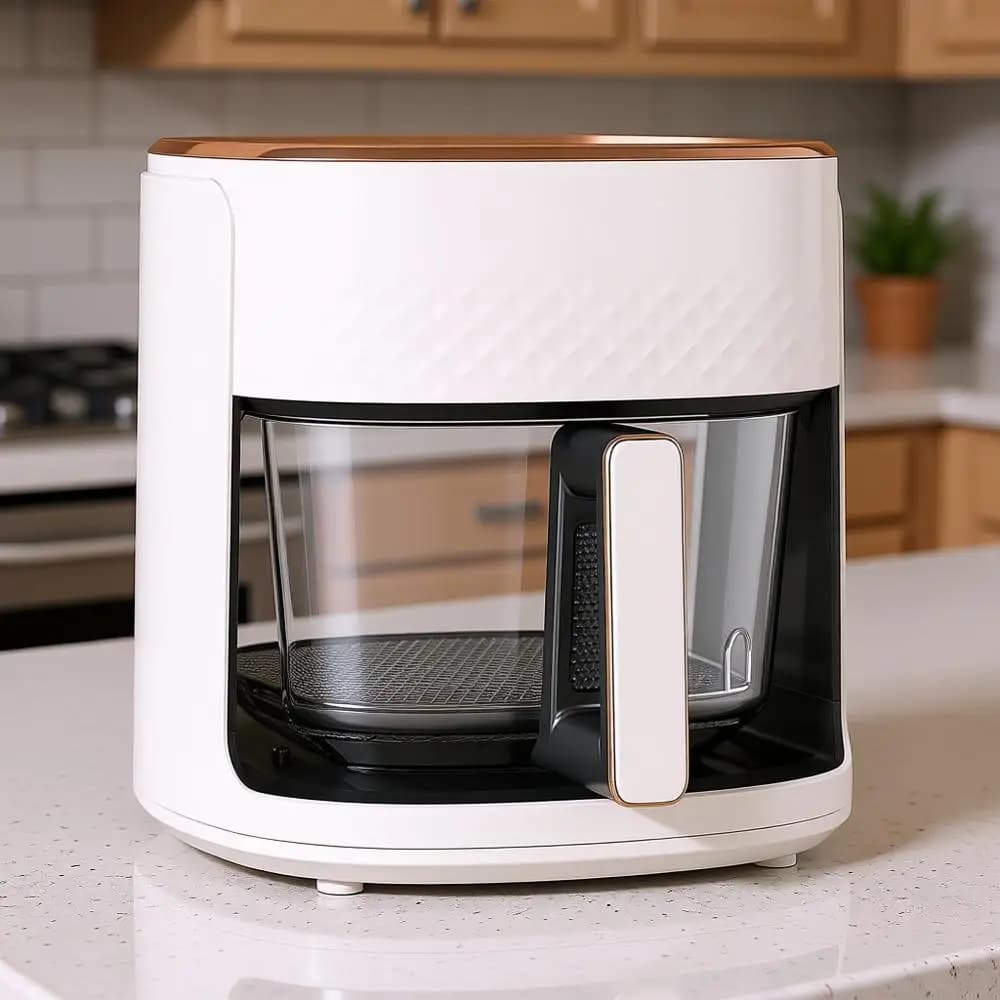 Friggitrice ad Aria Senza Olio da 4,5 Litri, Cuoce e Arrostisce, Pannello Touch LED, Timer, Lavabile in Lavastoviglie, Facile da Usare, Design Bianco