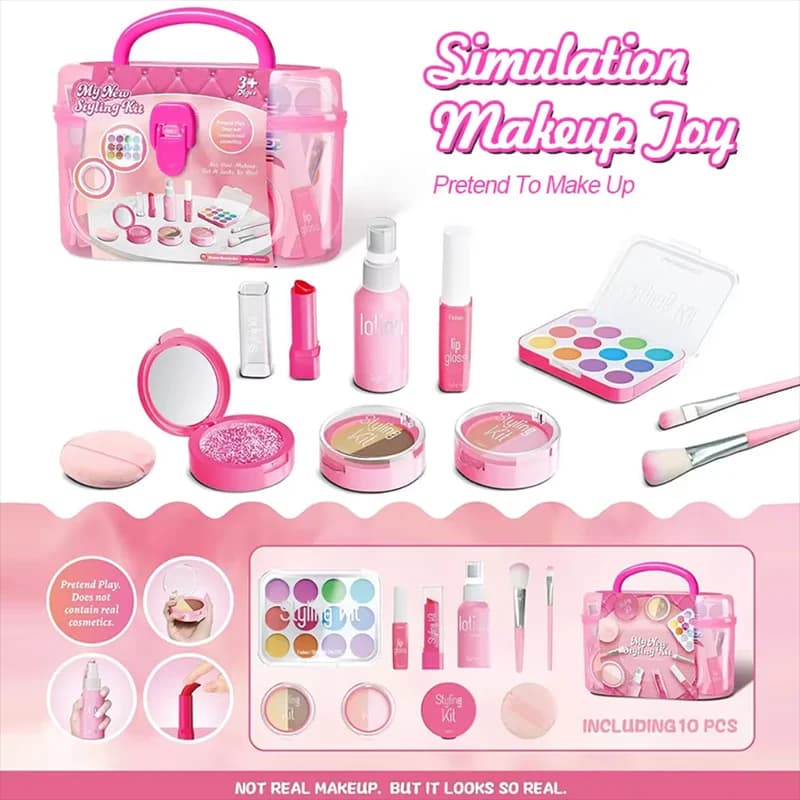 10 Pz/set Simulazione Finta Trucco Gioca a Casa Giocattoli Gioco Cosmetici Set Ombretto Tavolozza Rossetto Applicatori (Non Vero Trucco)