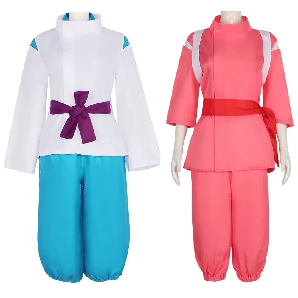 Parrucca del vestito cosplay Anime Spirited Away Kimono rosa Takino Chihiro Show Kamikakushi Costumi di Halloween per le donne maschili