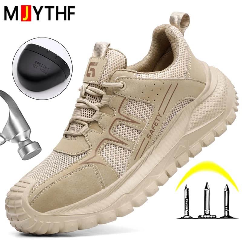 Breathable Steel Toe Shoes Men Work Safety Shoes Lightweight Comfort Work Sneakers Protection Shoes Puncture-Proof Men Shoes