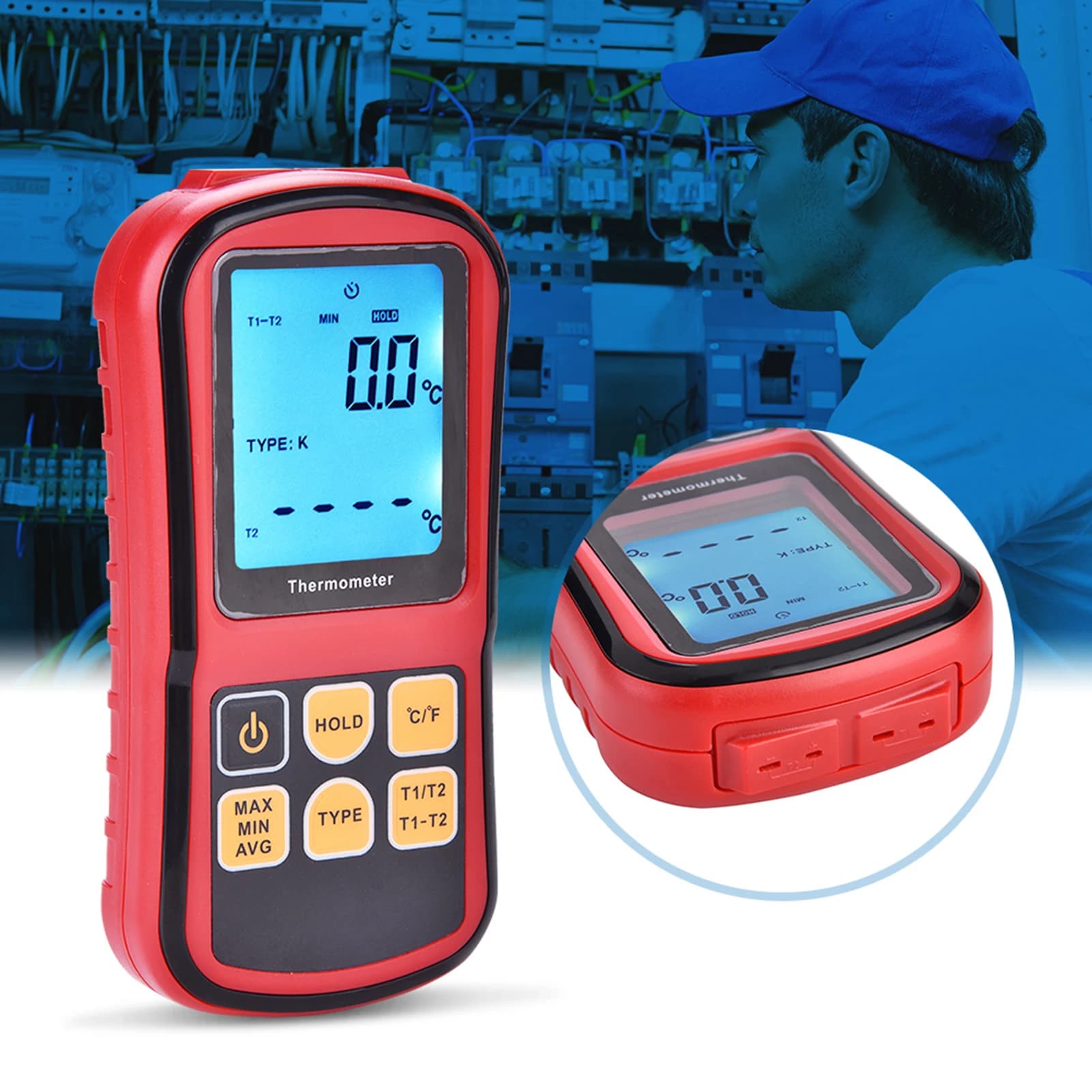 Termometro Digitale GM1312 con Display LCD a Doppio Canale, Misuratore di Temperatura LCD GM1312