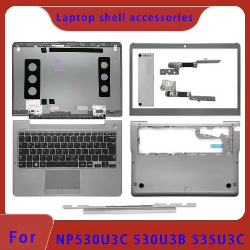 New OEM Suitable for NP530U3C NP535U3C NP530U3B Laptop LCD Screen Back Cover, Front Panel Palm Rest Bottom Cover Hinge