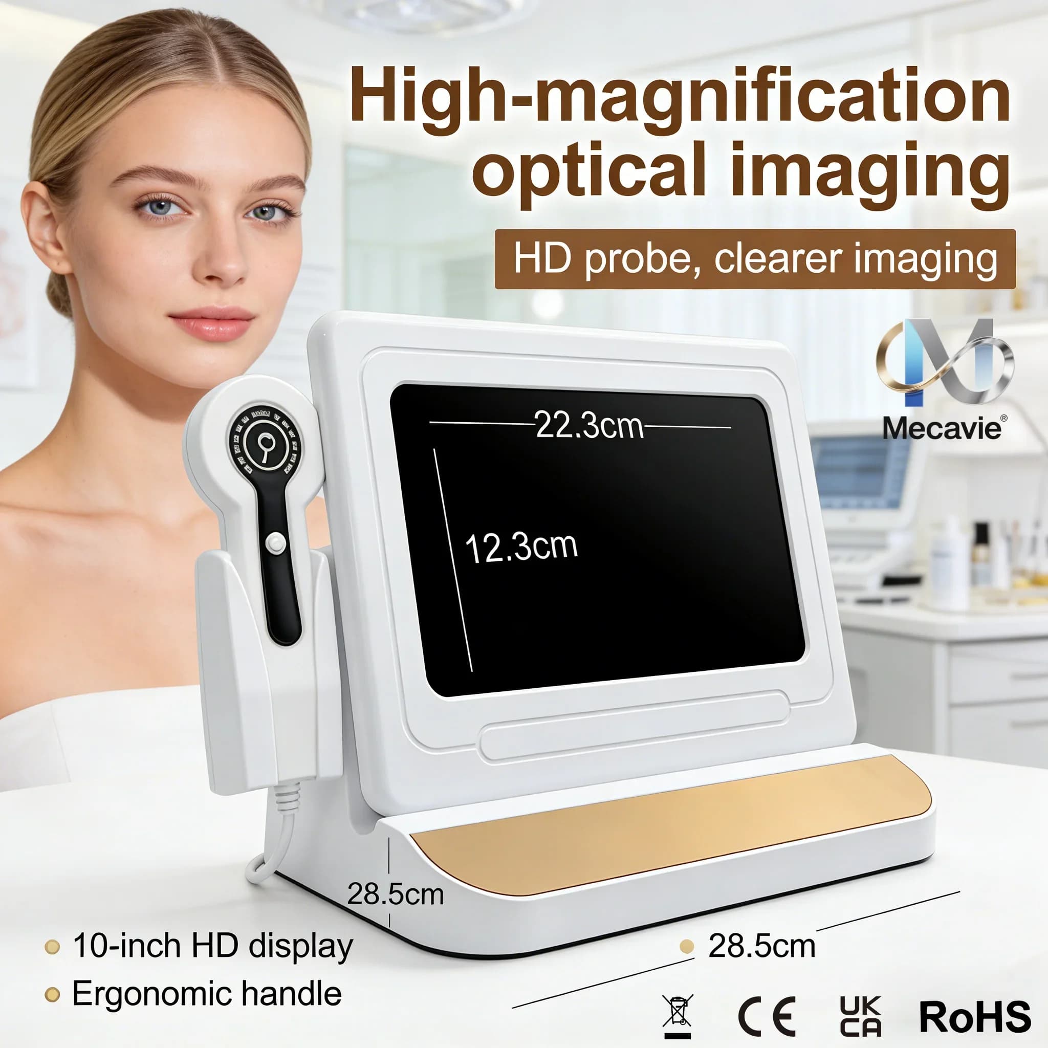 Analizzatore Digitale LCD da 10 Pollici per Cuoio Capelluto, Microscopio per Test dei Follicoli Piliferi e Analisi della Pelle, Lente d'Ingrandimento 50/200X