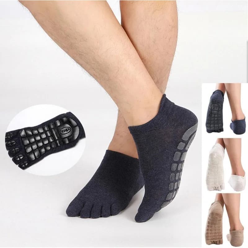 Nuovi calzini invernali da uomo con cinque dita ispessiti, caldi, antiscivolo, per fitness, punta bassa, pantofola da pavimento maschile