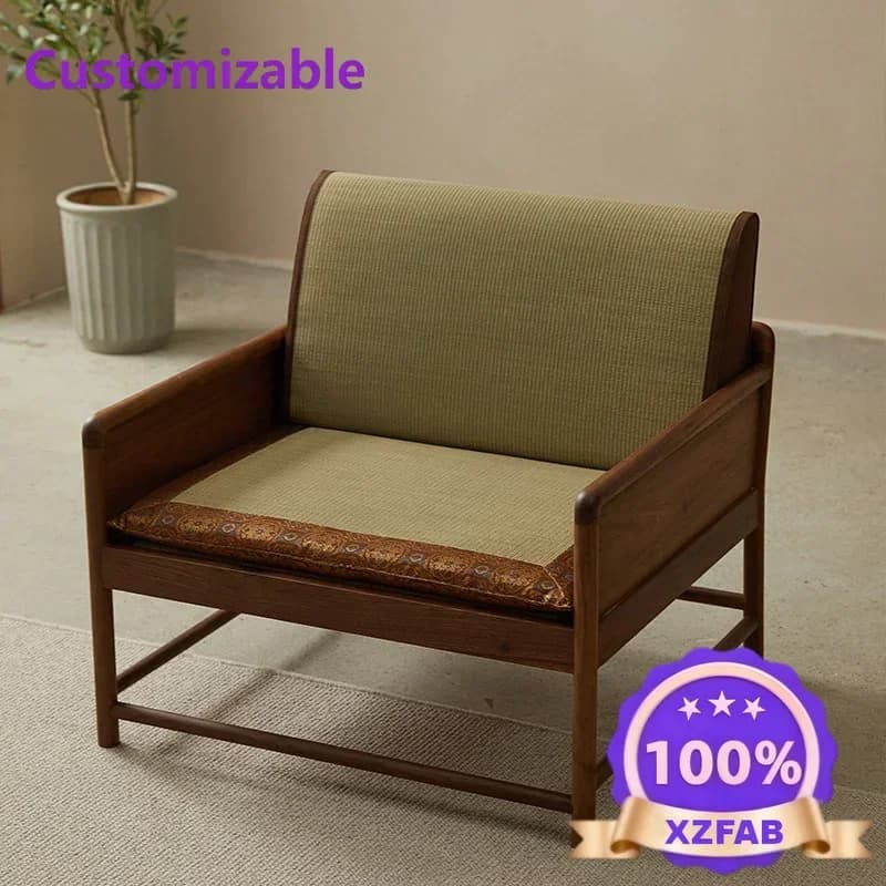 Black walnut rush seat cushion master chair universal in all seasons Chinese meditation chair meditation chair