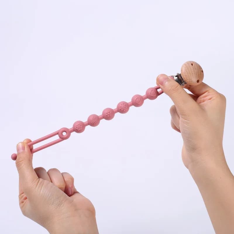 Clip per ciuccio per bambini Perline colorate in silicone Catena per ciuccio per bambini Massaggiagengive Giocattoli per dentizione Clip per ciuccio Clip per catena Strumenti per l'alimentazione