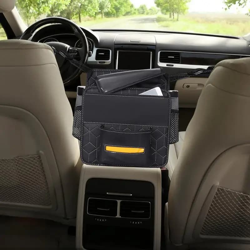 Borsa portaoggetti per auto in pelle PU multifunzionale tra i sedili Organizzatore portatile e riutilizzabile per auto Spaziosa spazio di archiviazione per chiavi della borsa del telefono