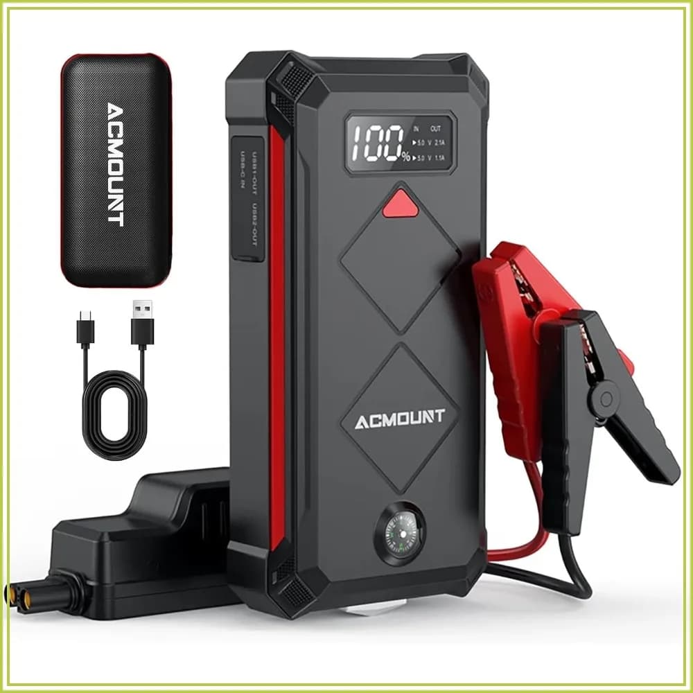 5000A Peak Car Jump Starter, 12V Portable Battery Pack for Up to 10.0L Gas or 8.0L Diesel Engines with LED Screen & Light