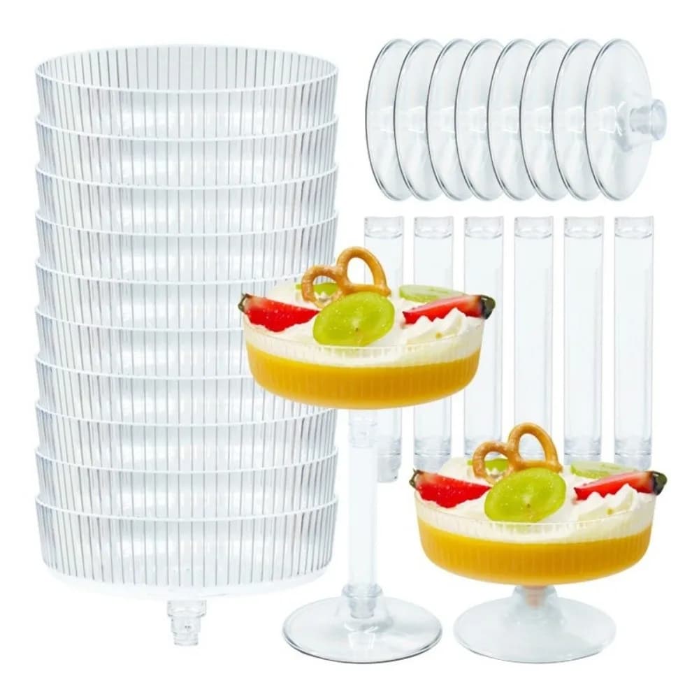 Bicchieri da Martini in Plastica Monouso Trasparenti, Calici da Champagne, Torre di Champagne, Coppette da Dessert Staccabili per Matrimoni e Feste di Compleanno