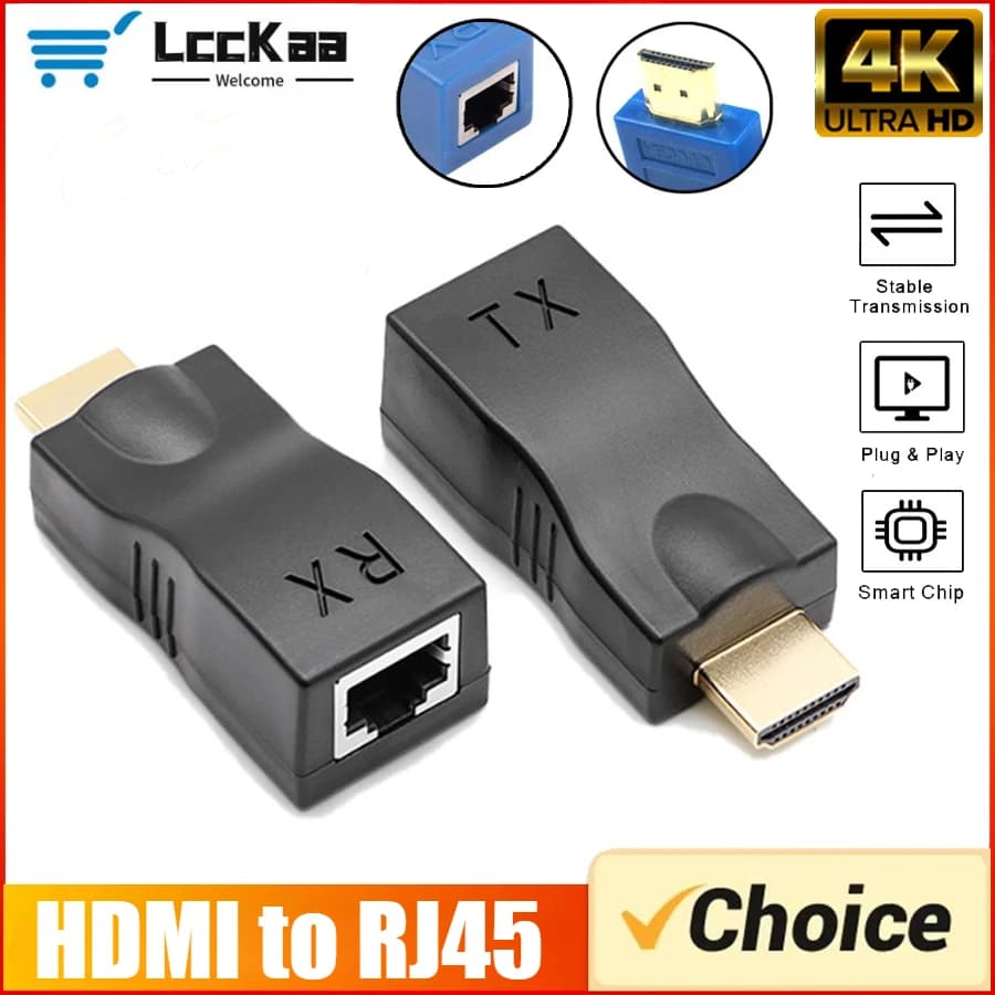 Adattatore per trasmettitore video convertitore extender da HDMI a RJ45 da 30 M su rete Ethernet LAN CAT5e Cat6 per monitor HDTV HDPC DVD PS3