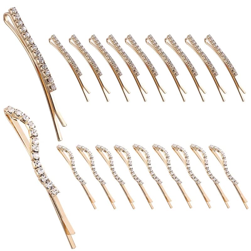 Set of Sparkle-Diamond hair accessories with simple hairpin for women 6 pieces