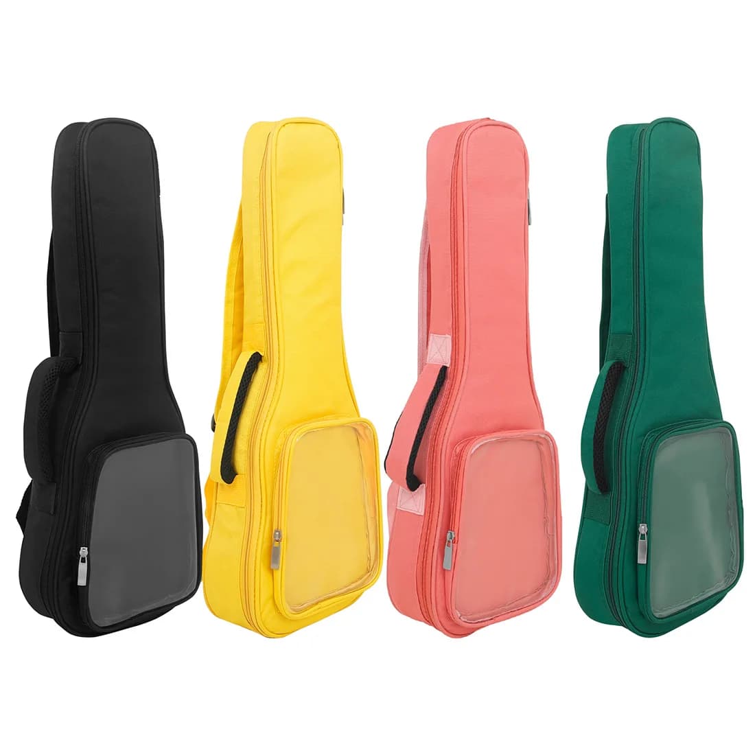 Custodia per ukulele Gig Bag da 23 pollici Borsa da concerto per ukulele morbida in cotone portatile nera Zaino con tracolla impermeabile