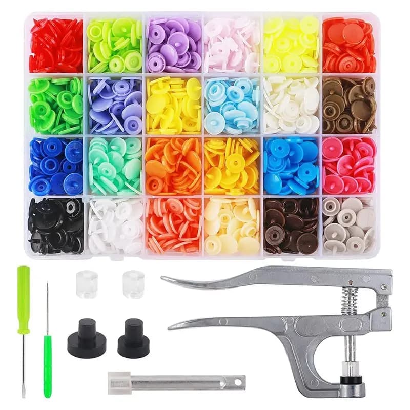 AAAN-For Sewing Clothing DIY Crafting 240 Set Snap Button Kit With Snaps Pliers, Buttons And Snappliers Kit
