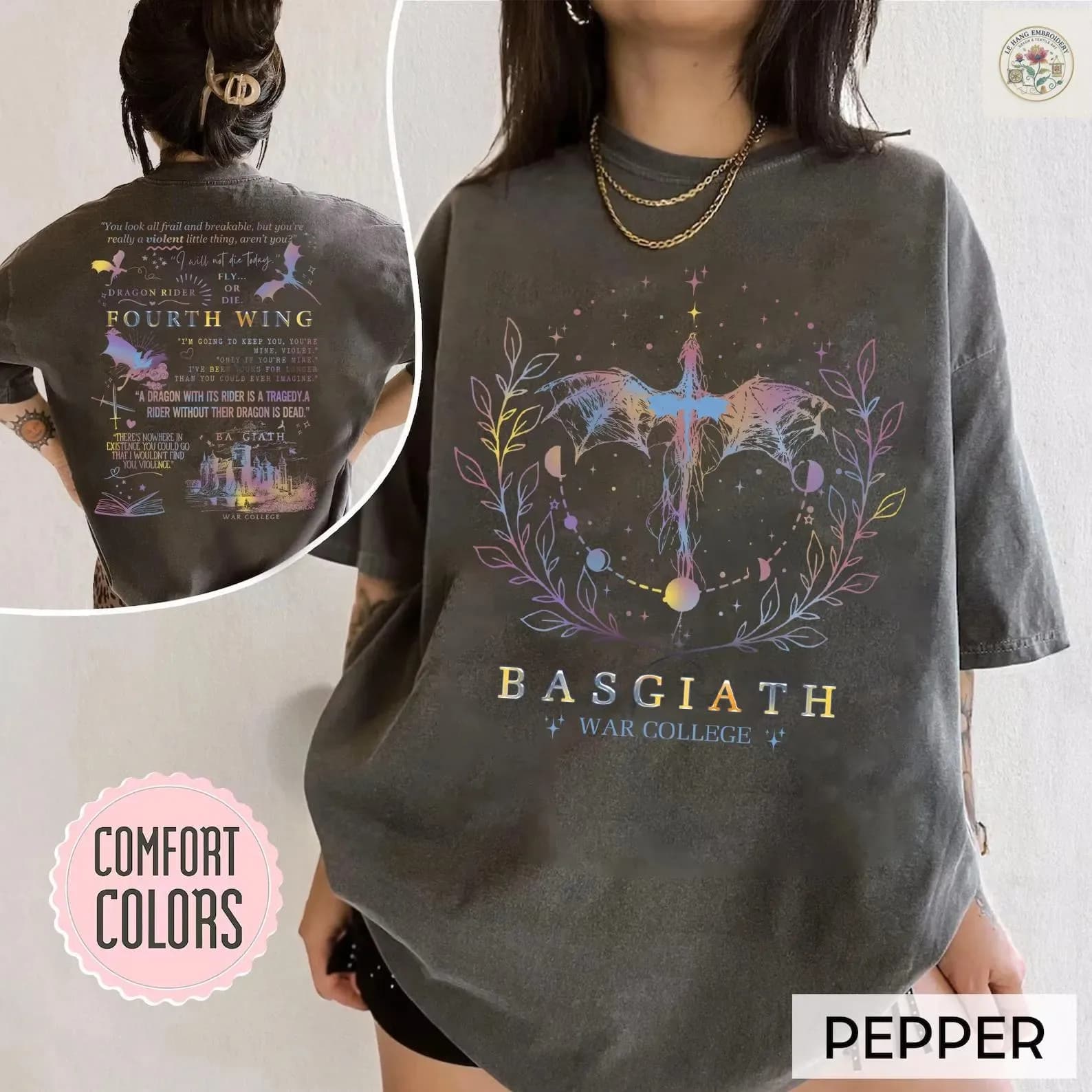 Felpa Basgiath War College a 2 lati, Maglietta Fourth Wing, Maglietta Dragon Rider, Felpa con cappuccio Fourth Wing, Maglietta viola stile letterario e casual