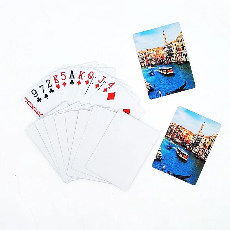 10 scatole/lotto Carte da gioco in carta bianca per sublimazione per uso in viaggio in festival a casa