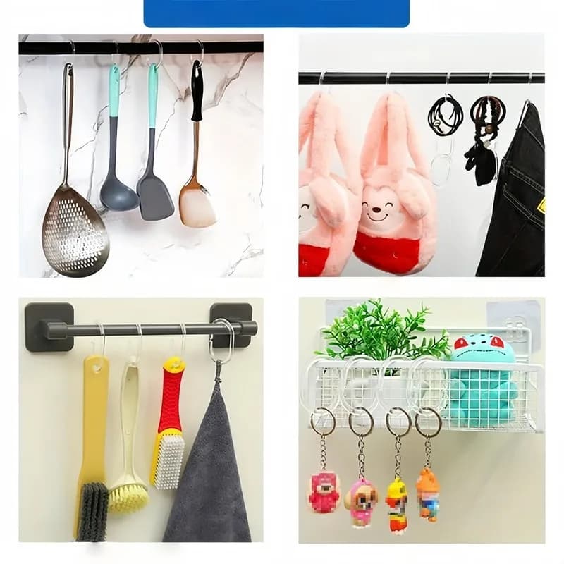 Ganci per tende da doccia a forma di C da 63 pezzi, trasparenti, antiruggine, facili da installare, stabili e antiscivolo, strumento pratico