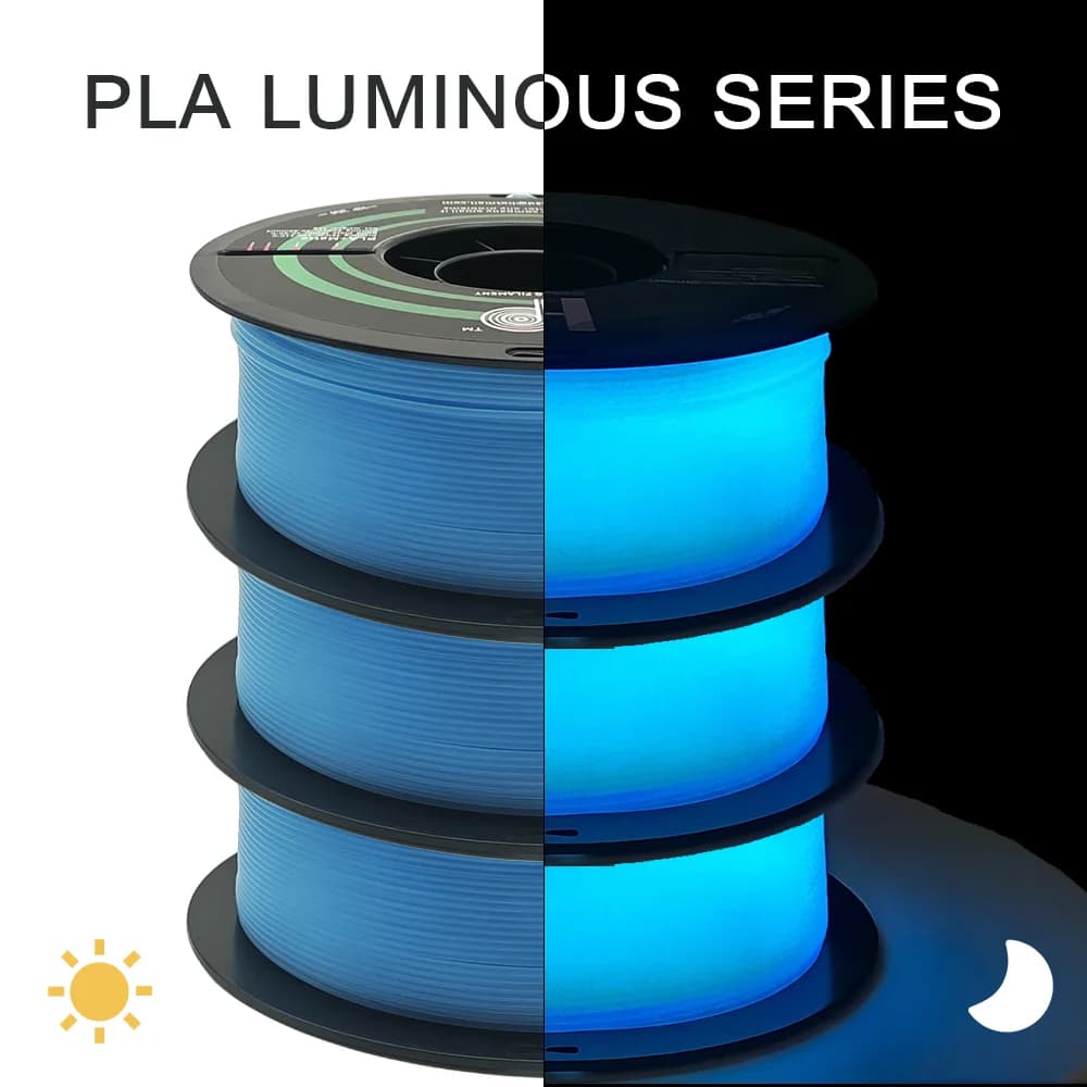 HP3DF 3D Printer Filament, 3 Rolls (3kgs) Glow in The Dark, 1.75mm , Accuracy +/- 0.02mm, Fit Most FDM Printers (Glow Blue)