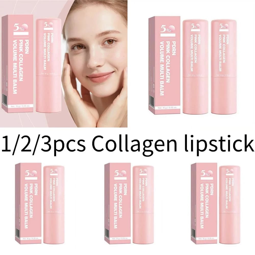 1/2/3 pz. Balsamo Multiuso Rosa al Collagene per Viso e Labbra - Rassodante, Idratante, Volumizzante, Riparatore