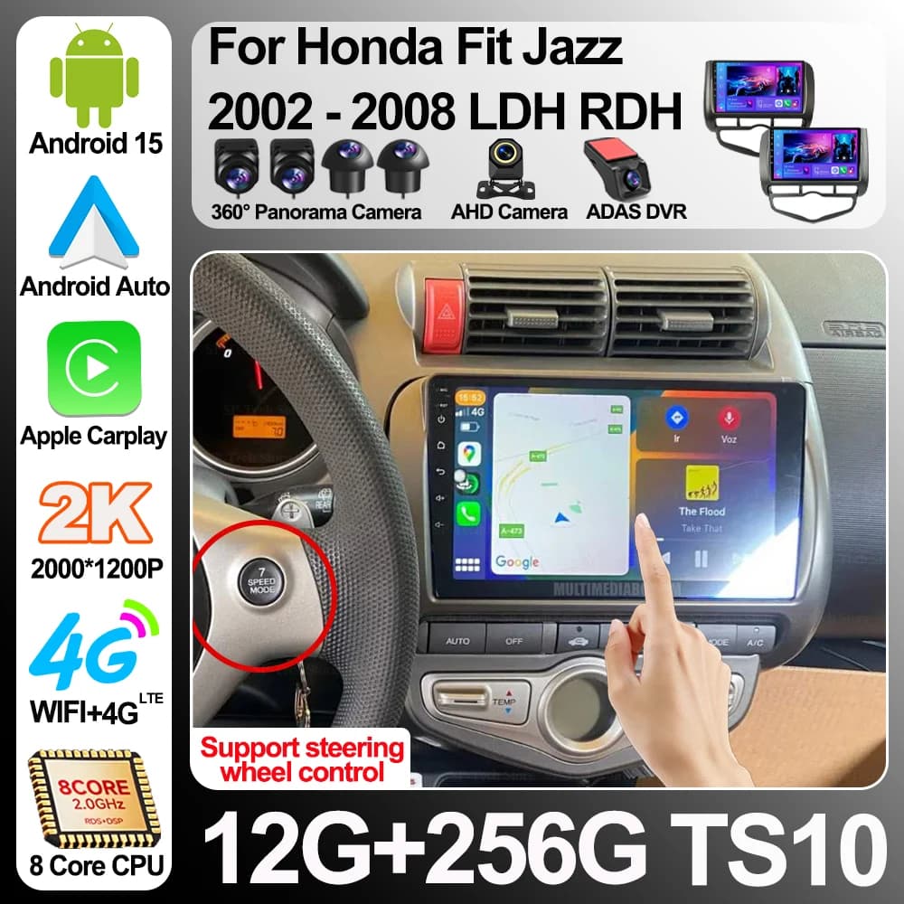 Per Honda Fit Jazz 2002 - 2008 Ldh Rdh Autoradio Lettore Multimediale Sistema Intelligente Android GPS Navi DPS 5G Carplay Wifi