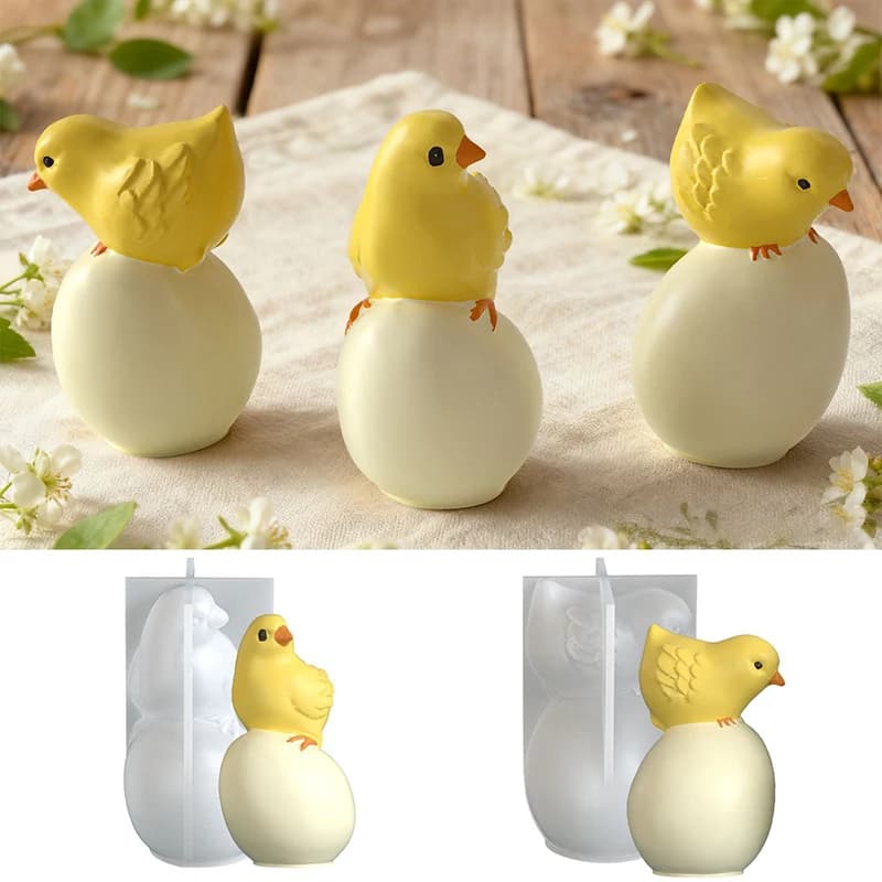 Stampi in Silicone per Uova e Pulcini di Pasqua | Ideale per statuette in gesso di Pasqua, candele profumate, artigianato in resina | Perfetto