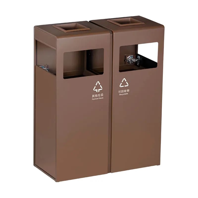 Outdoor trash can with ashtray Hotel lobby Elevator entrance Commercial vertical lobby Shopping mall Stainless steel leather box