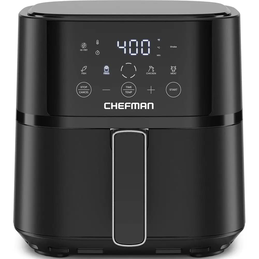 Friggitrice ad aria compatta da 4 litri con tecnologia Hi-Tech Crisp, controlli touch, 4 preimpostazioni, cestello antiaderente lavabile in lavastoviglie - Nero