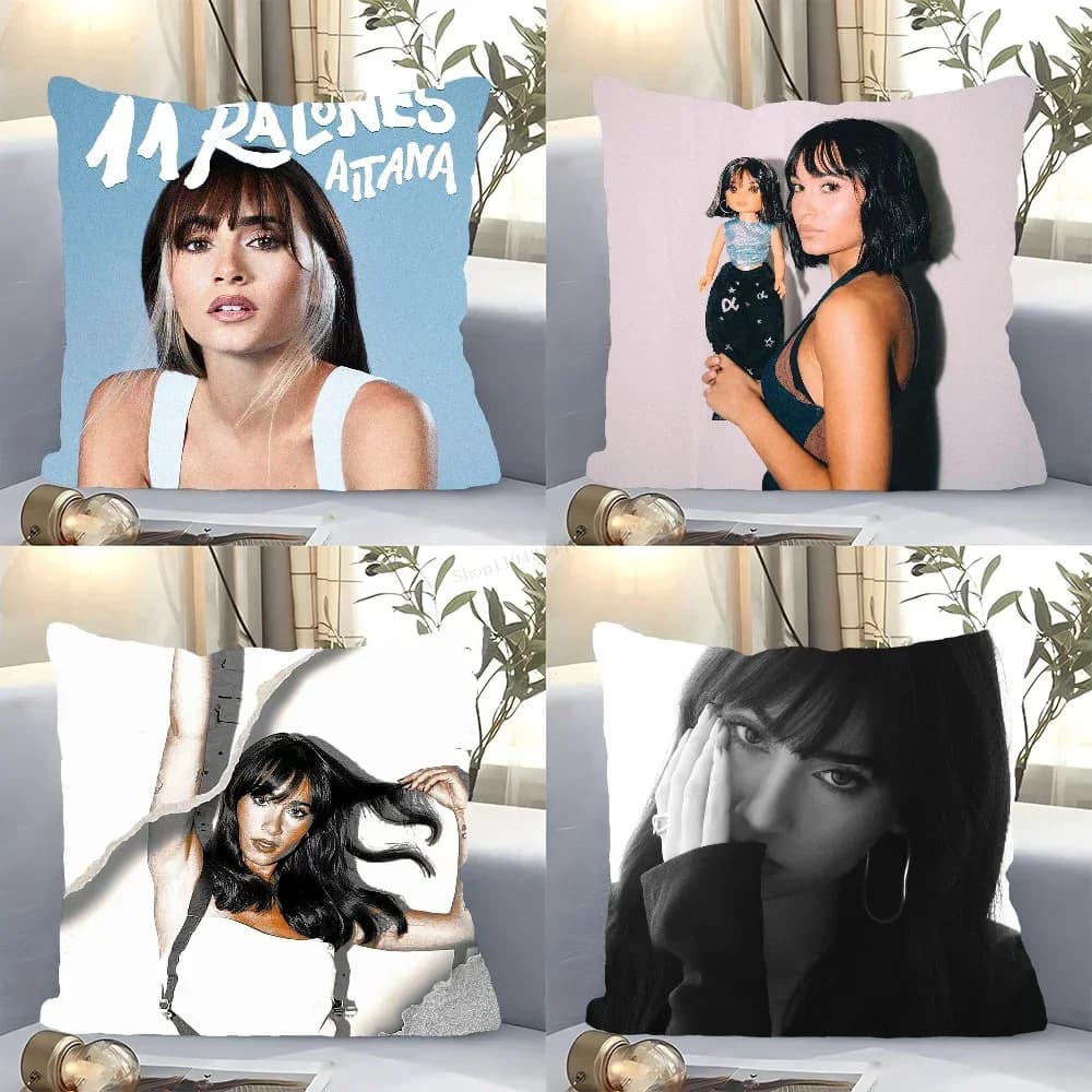 Cantante A-Aitana Alpha Federa Cuscino quadrato Camera da letto Divano Tempo libero Comfort Cuscino Auto Soggiorno Decorazione della casa 40X40