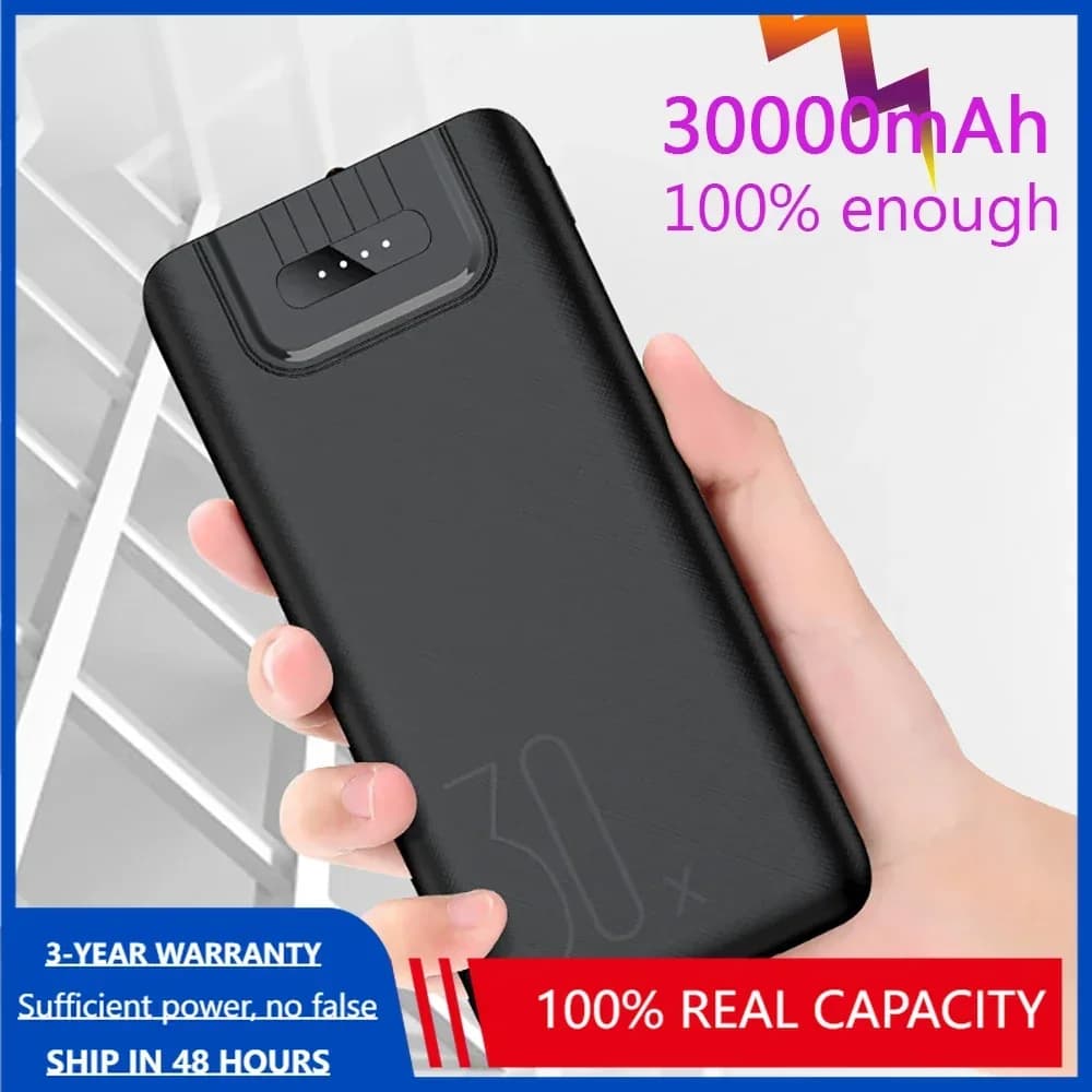 LED Power Bank 30000mAh Ricarica portatile Poverbank Pack Carica batteria esterna 2USB Powerbank per iPhone Xiaomi Samsung Huawei