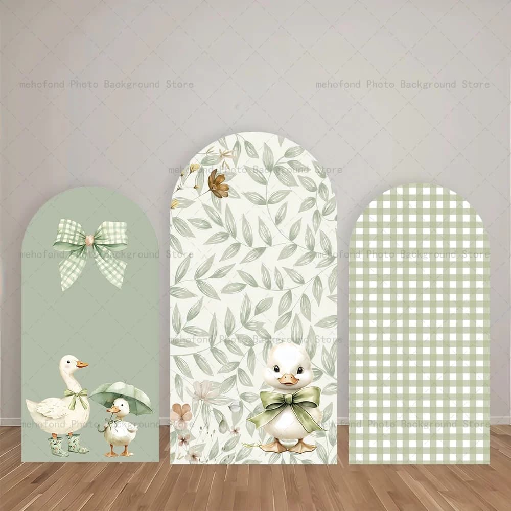 Mehofond Arch Backdrop Fresh Light Green Color Scheme Cute Duck Kids Baby Birthday Party Decor Studio Photography Background