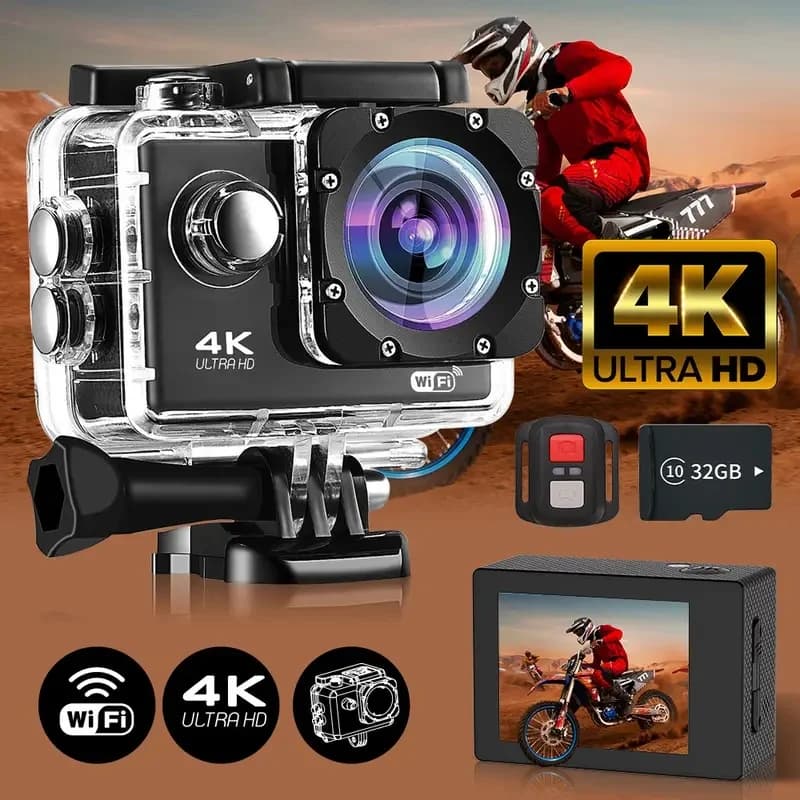 Telecamera sportiva 4K Wireless WiFi Mini telecamera HD intelligente DV Registratore anti-vibrazione per auto da bicicletta sportiva impermeabile all'aperto