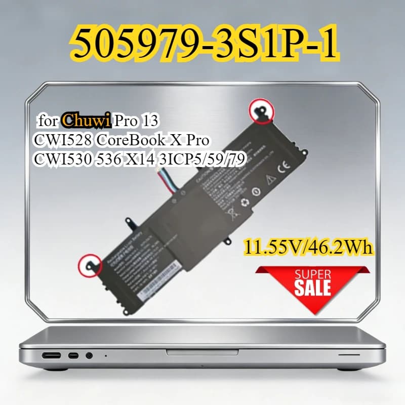 Batteria per Laptop 628467-3S1P-3 505979-3S1P-1 505979-3S1P per Chuwi Pro 13 CWI528 CoreBook X Pro CWI530 536 X14 CWI529 3ICP5/59/79